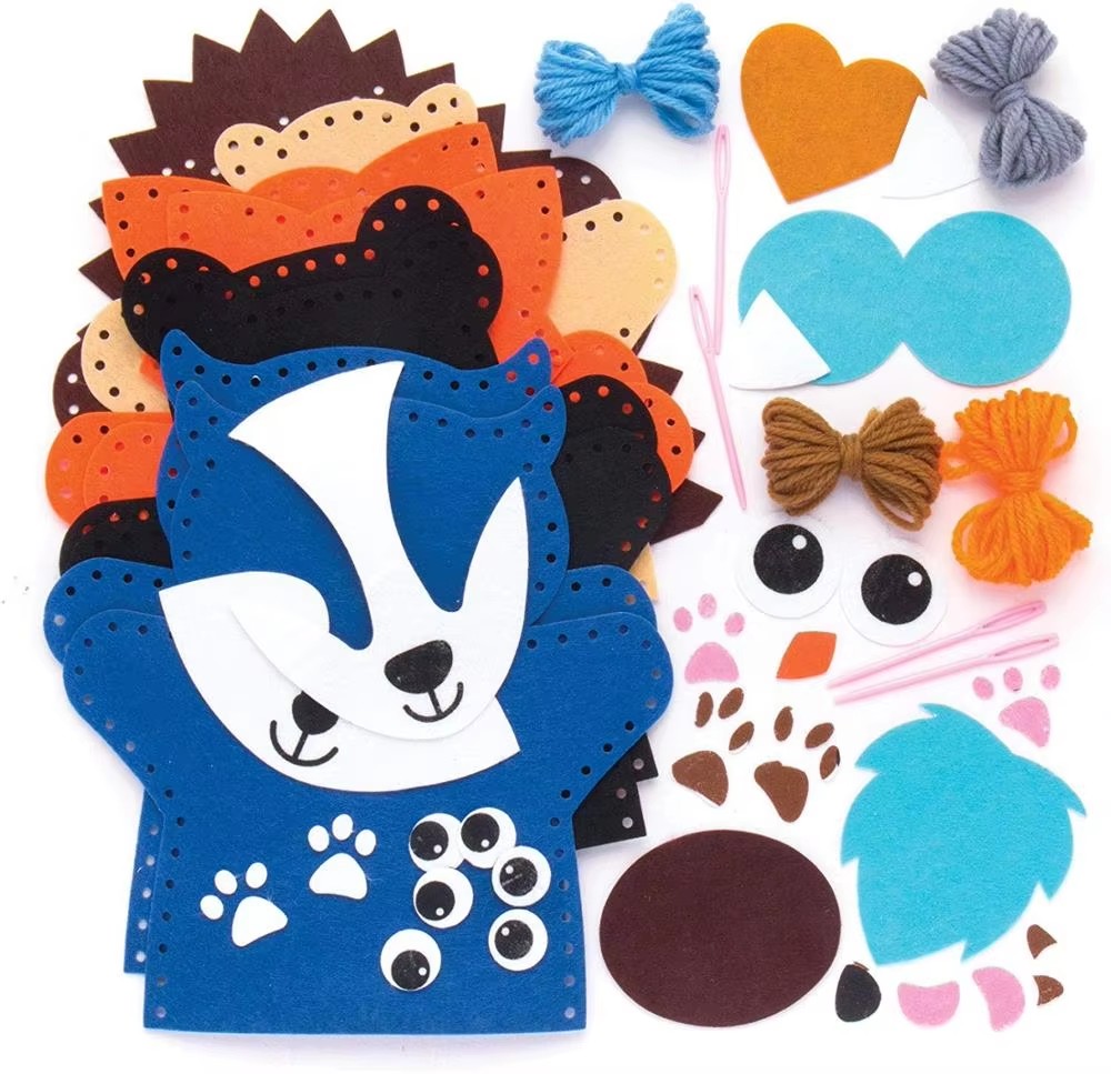 Custom Made 3pcs Durable Non Woven Modern Hand Puppet Kits for Kids' Emotional Animal Story Play Birthday/Halloween Toy