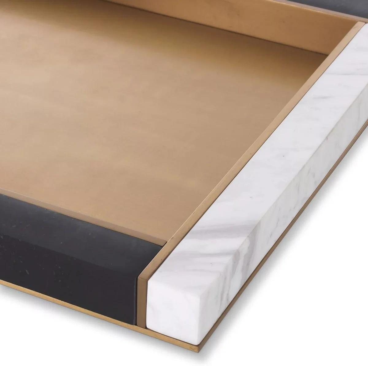 Luxury marble serving tray black / white / antique brass 60 x 40 x H. 4 cm - Gastronomy Accessories - Restaurant Accessories - Hotel Accessories - Luxury Accessories