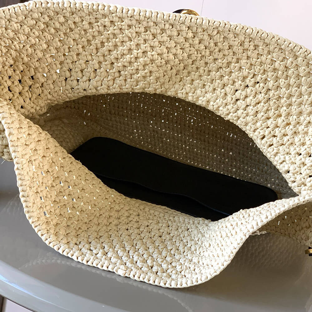 Loewe Medium Ola bag in raffia and calfskin(HIGH-END GRADE) - Top Club