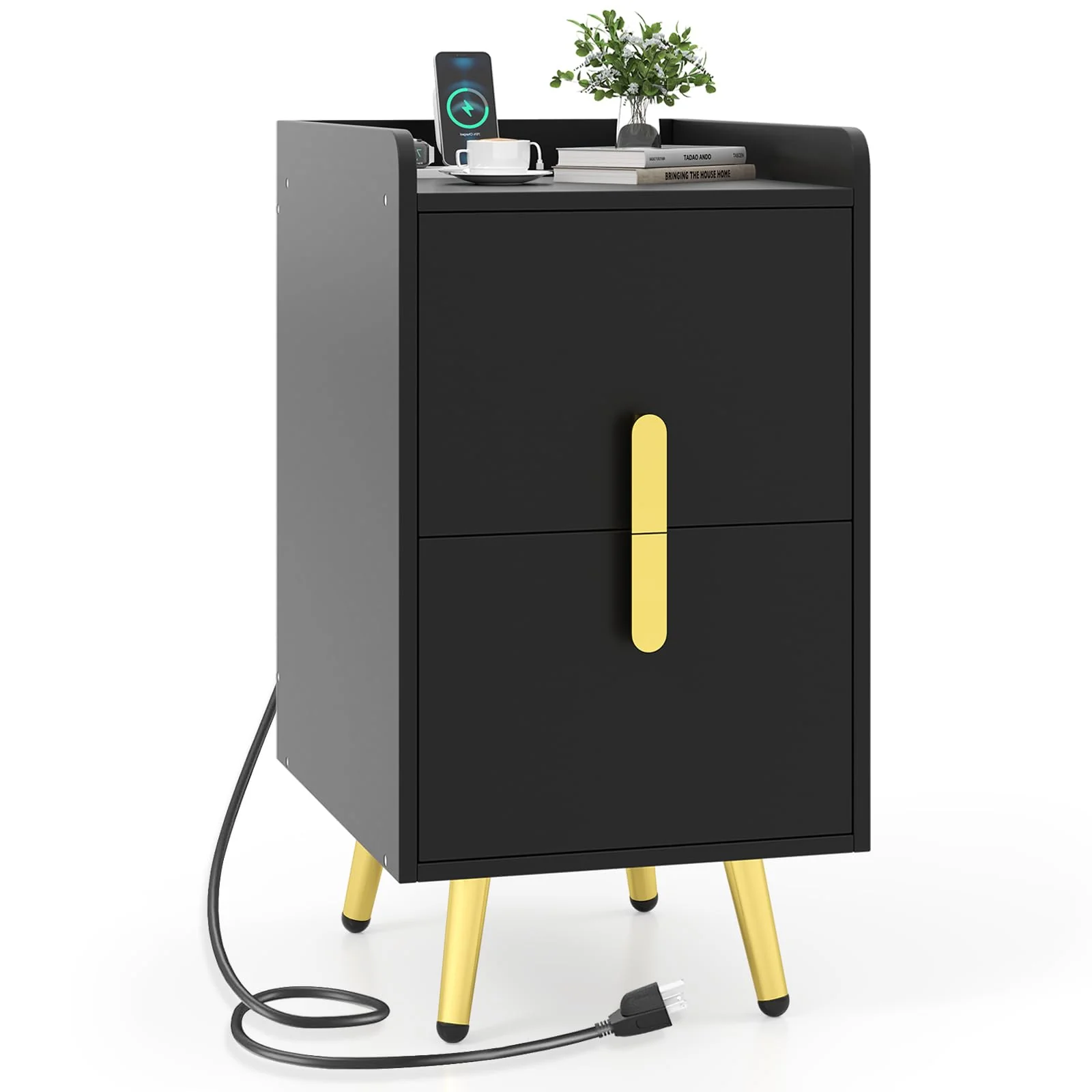BEFOUNDLOVELY Nightstand with Charging Station