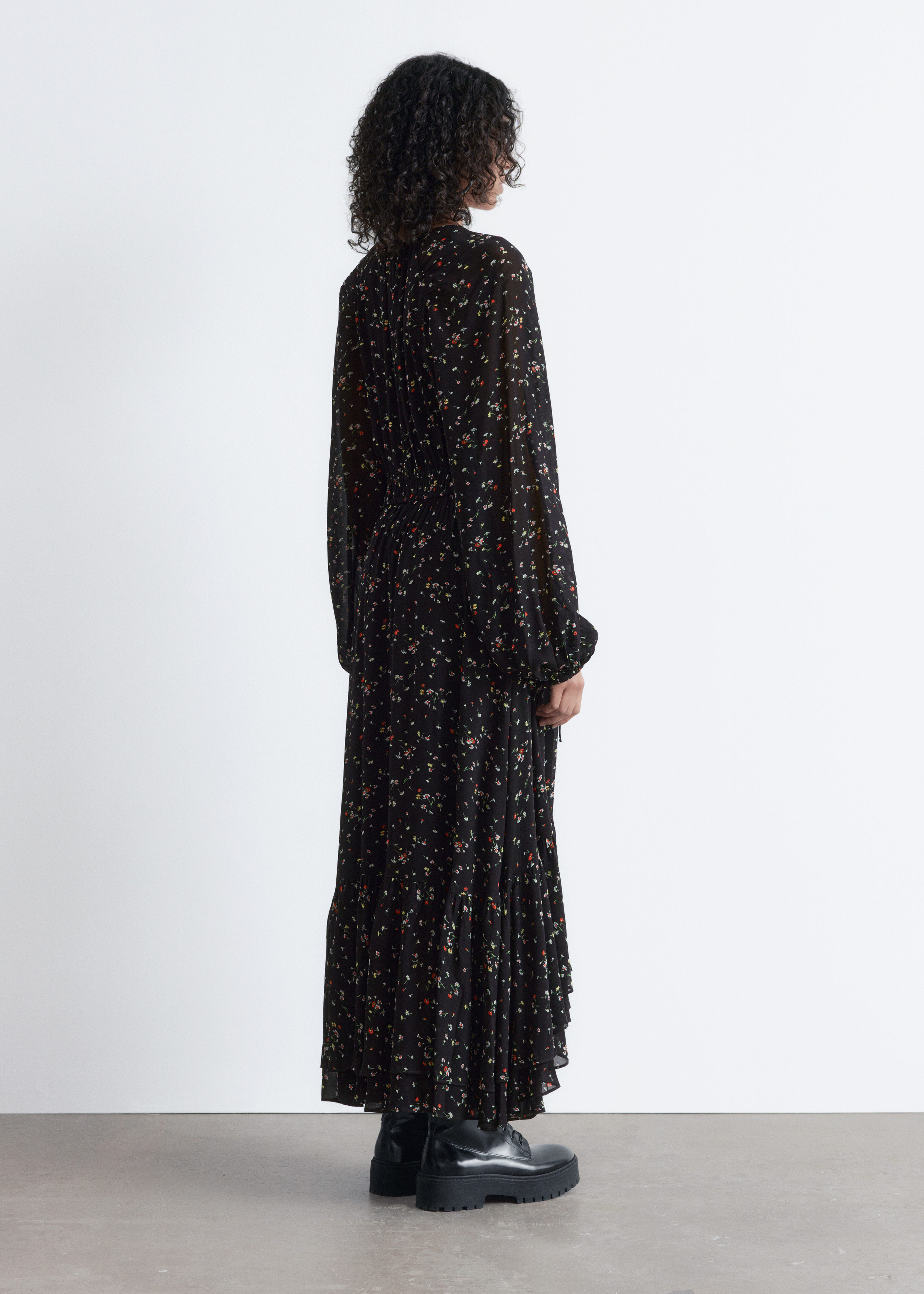 & Other Stories LONG-SLEEVE FRILLED MAXI DRESS
