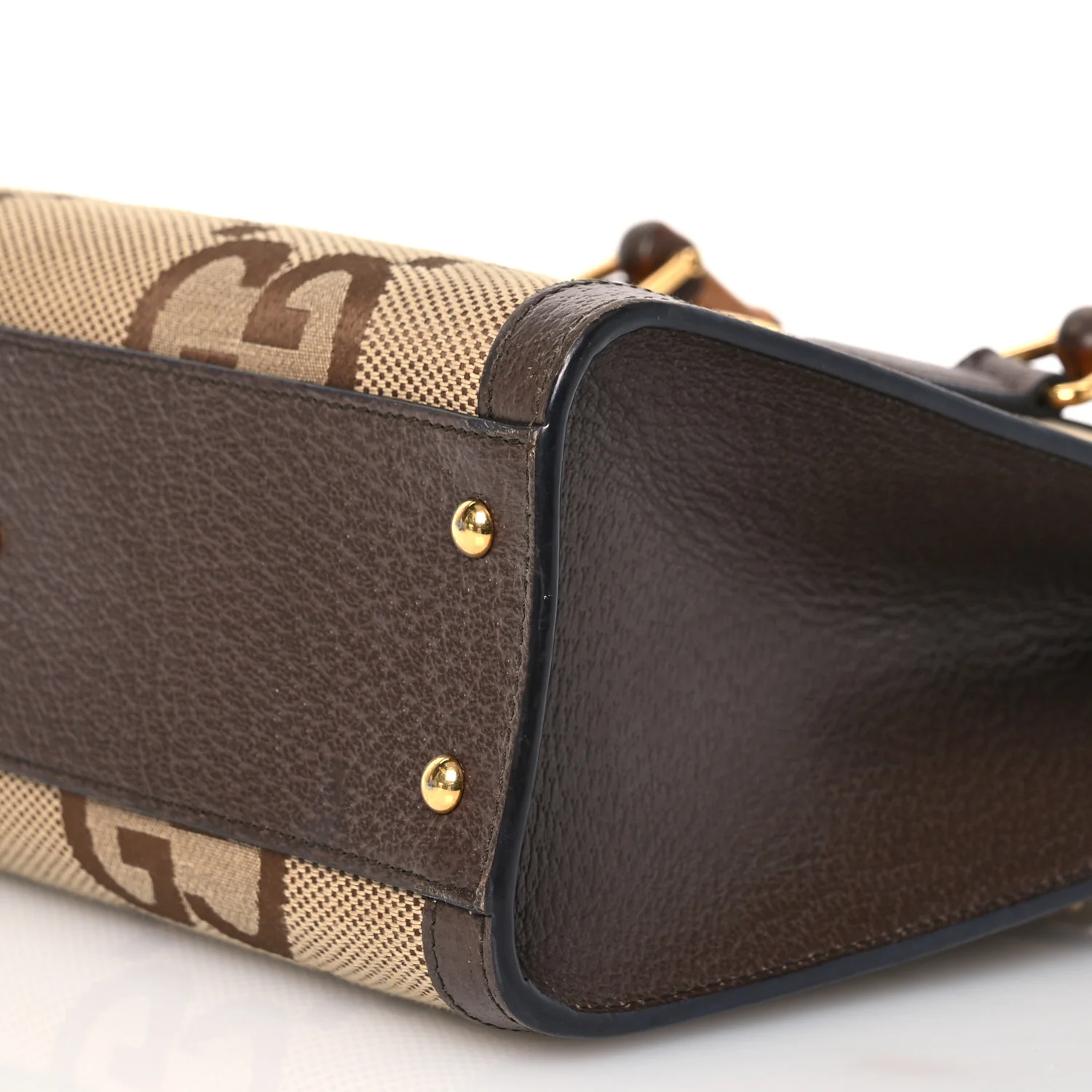 Monogram Jumbo GG Textured Dollar Calfskin Small Diana Tote Bag Camel Ebony New Acero - Top Club