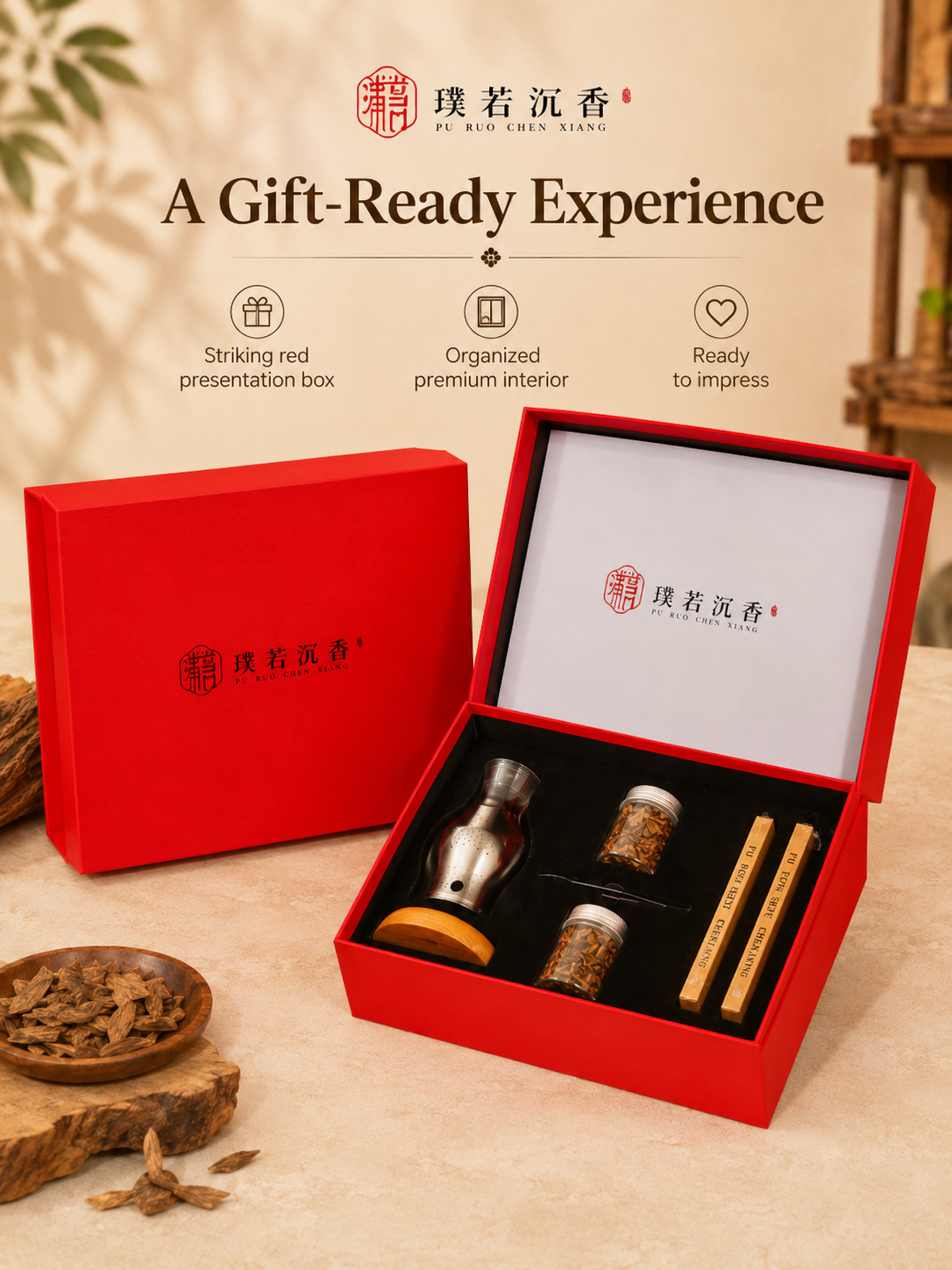 Premium Agarwood Incense Gift Set with Burner