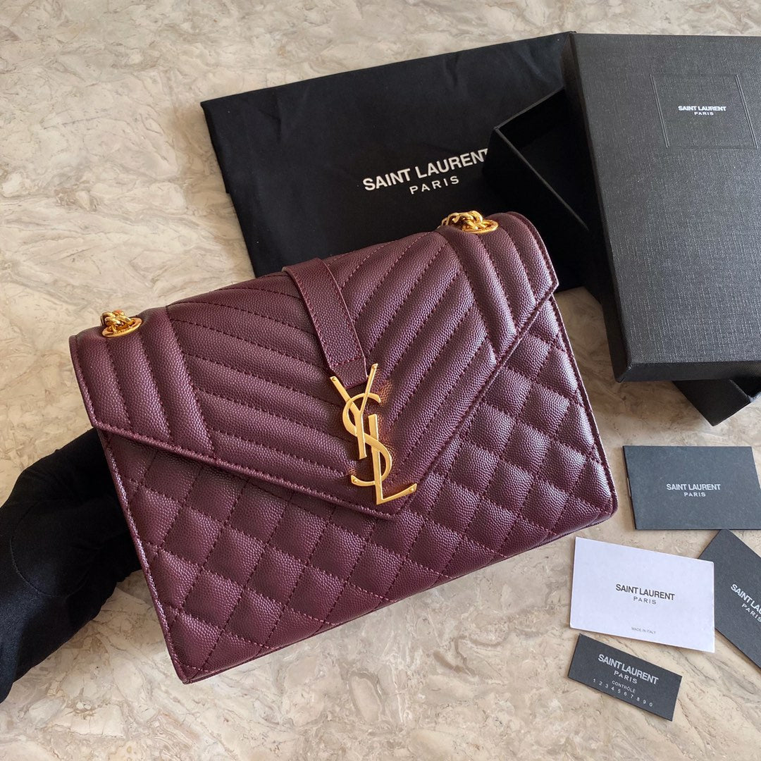 Y  Envelope Medium Bag In Mix Matelasse Grain  De Poudre Embossed Leather - Top Club