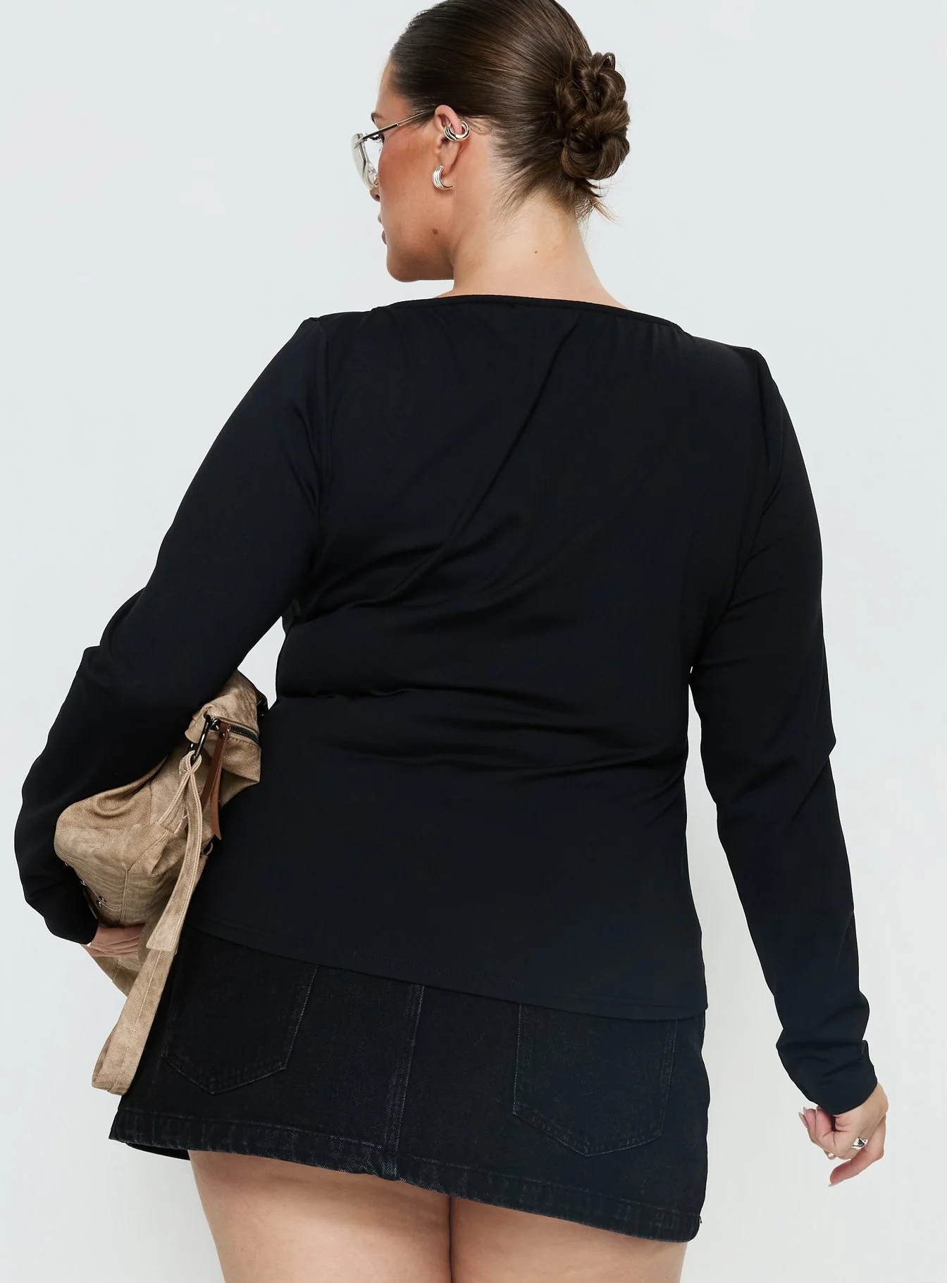 Ryka Long Sleeve Eyelet Top Black Curve