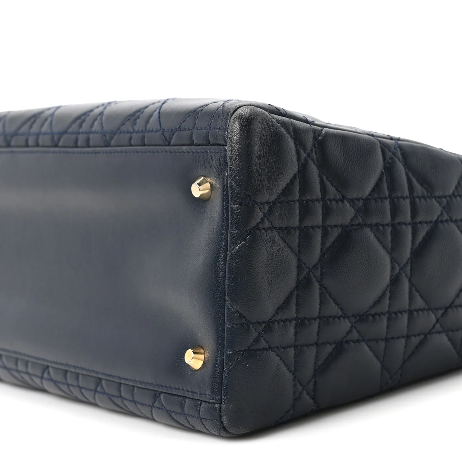 Lambskin Cannage Medium Lady Dior Navy Blue - Top Club