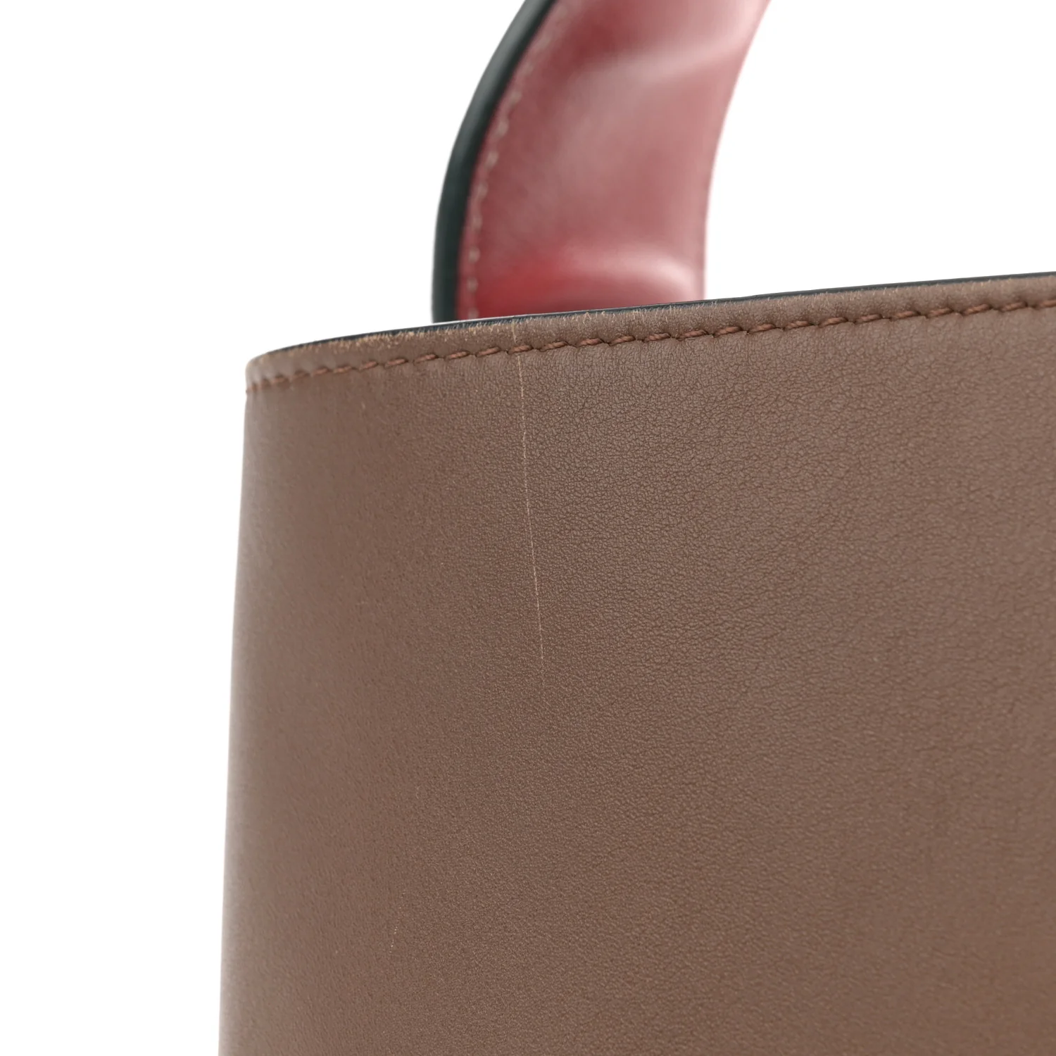 Shiny Smooth Calfskin Small Twisted Cabas Camel Brick - Top Club