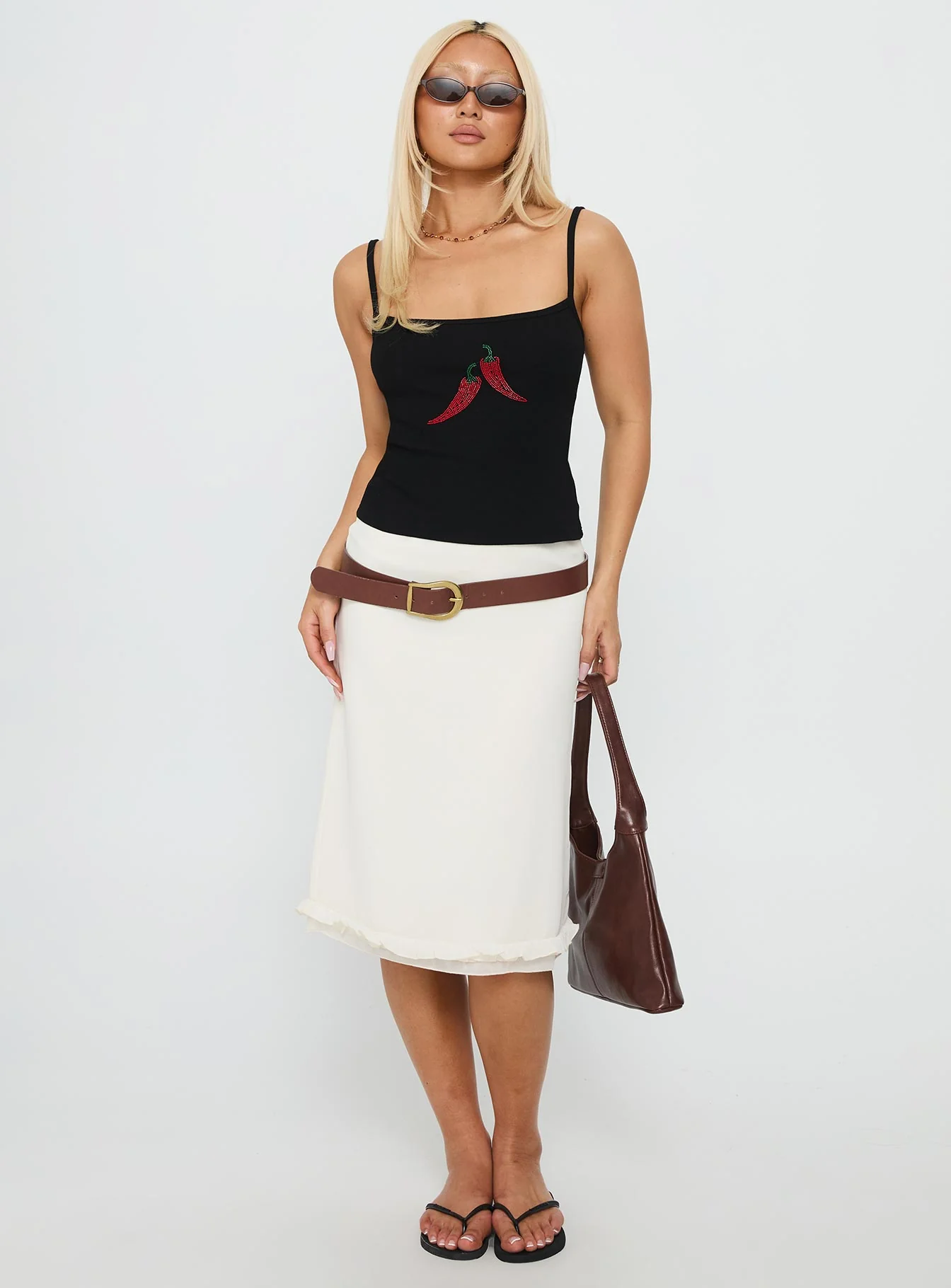 Sweetscape Bead Detail Cami Top Chilli / Black