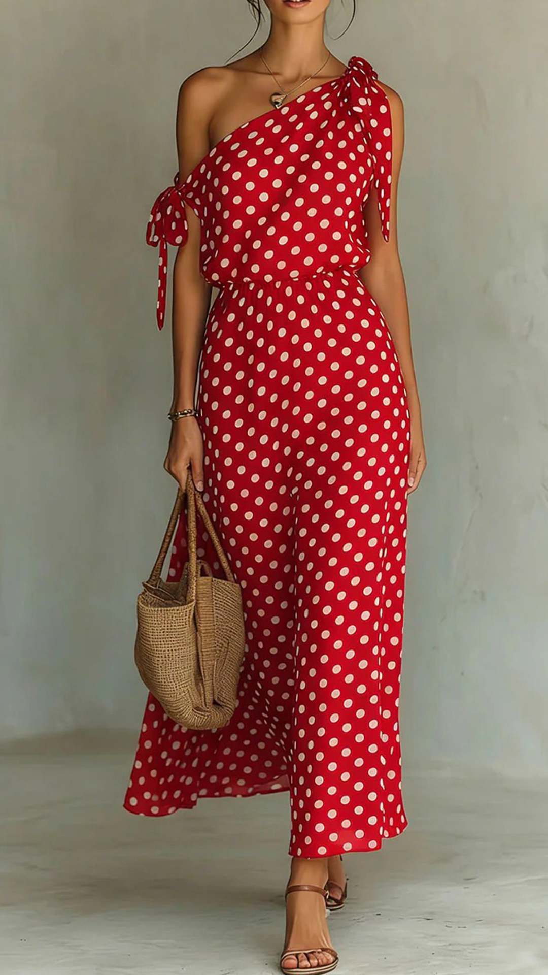 Women's Polka Dot Asymmetrical Tie-Shoulder Wide-Leg Jumpsuit - Nordfashionstorm - Women's Clothing, Fashion for You - Nordfashionstorm.com
