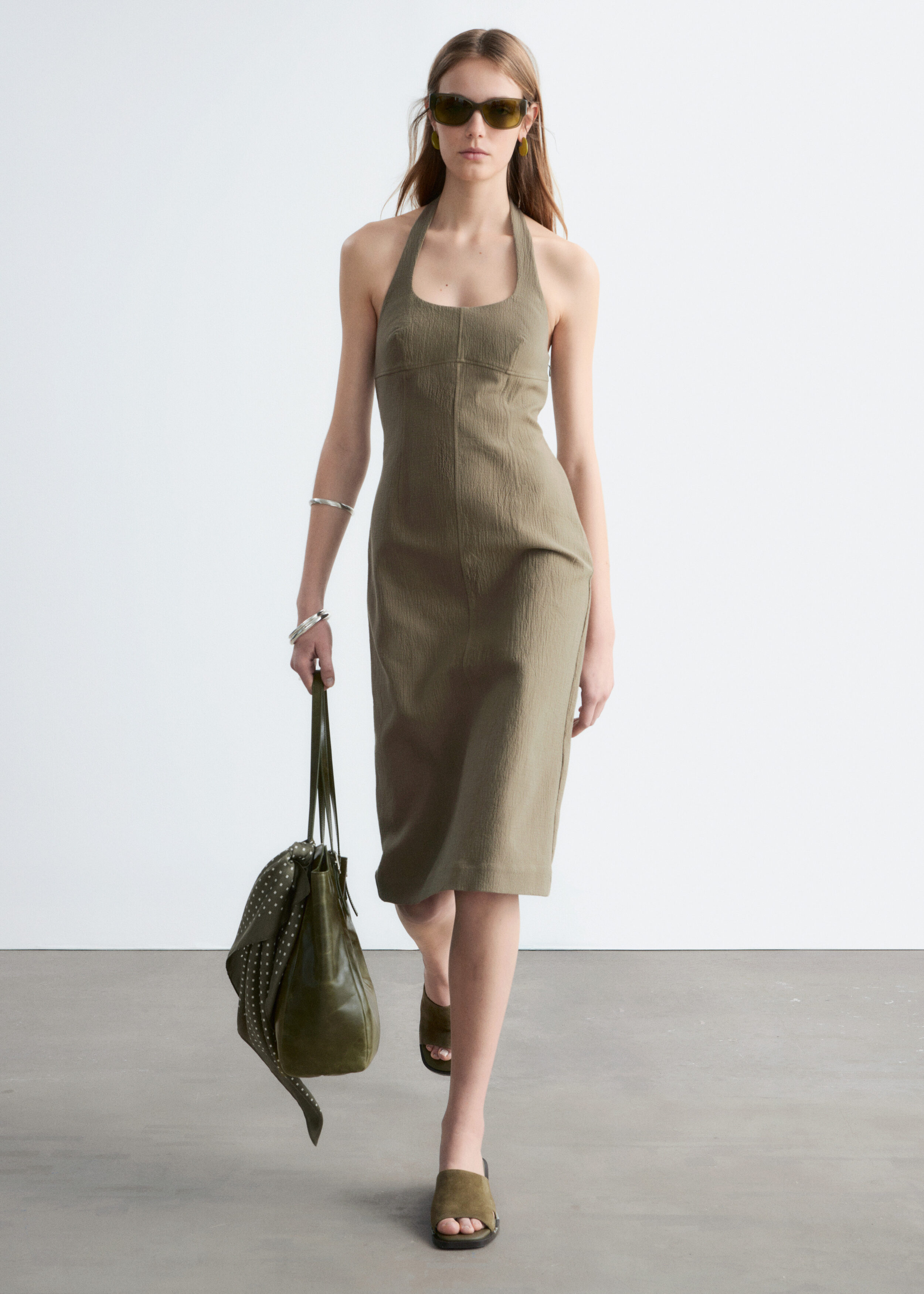 & Other Stories HALTERNECK MIDI DRESS