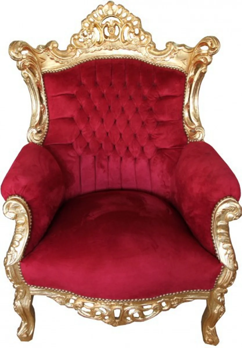 Baroque living room set Master Bordoaux red/gold - 3-seater sofa + 2-seater sofa + 1 armchair