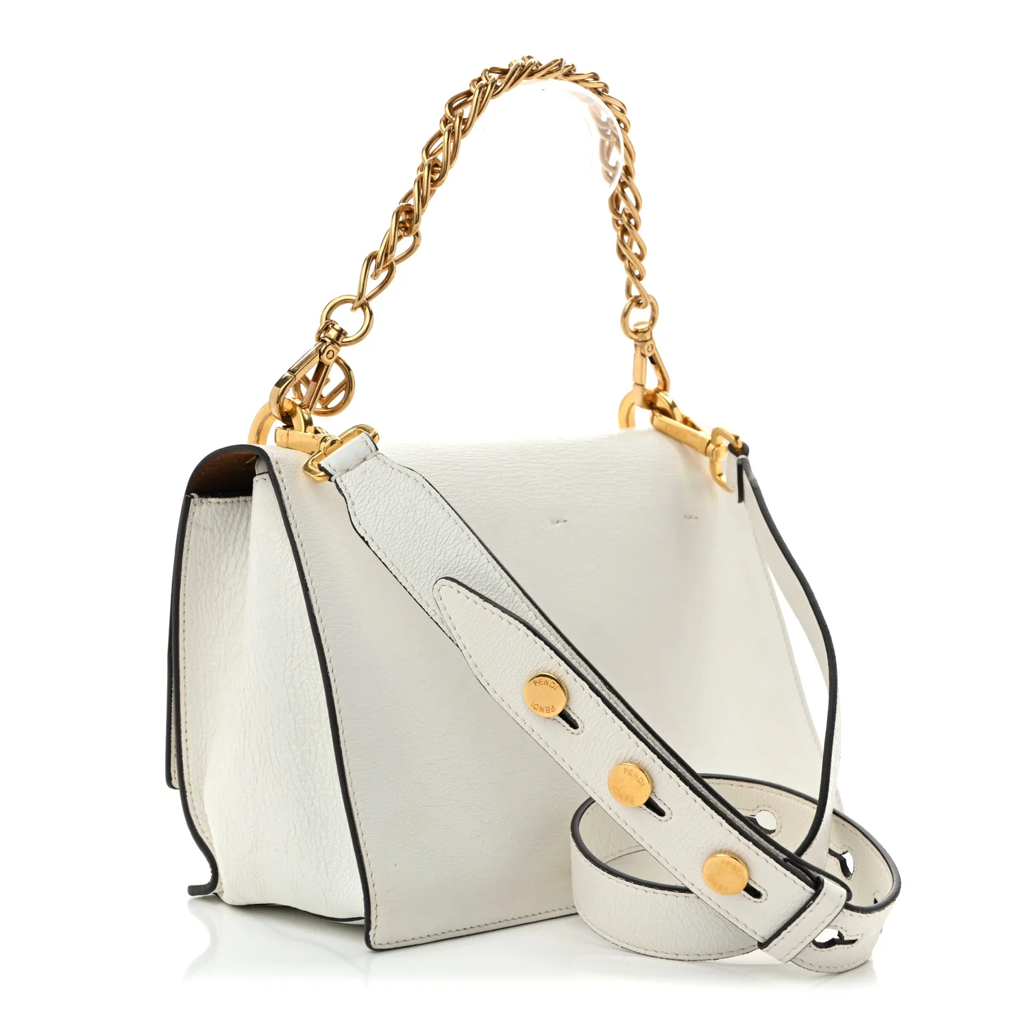 Agnello Old Shine F is Fendi Kan U Shoulder Bag White - Top Club