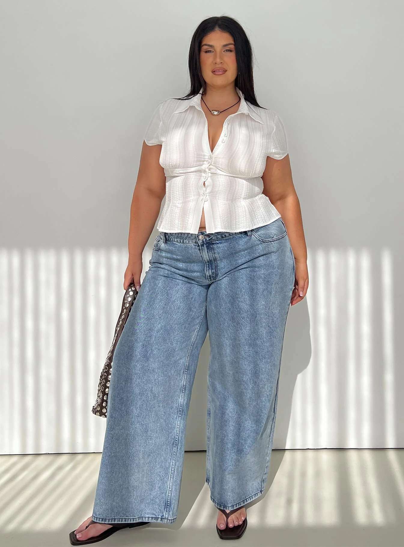 Cottesloe Blouse Top Textured White Curve