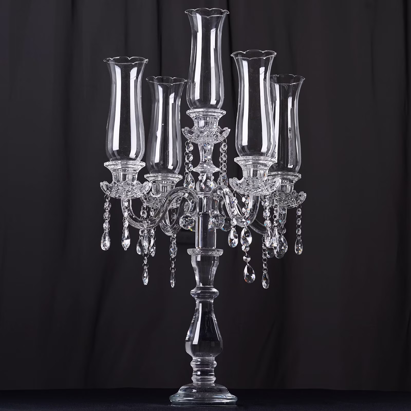 Efavormart 32" Tall 5 Arm PREMIUM Hurricane Taper Crystal Glass Candle Holder Candle Holder Wedding Centerpiece