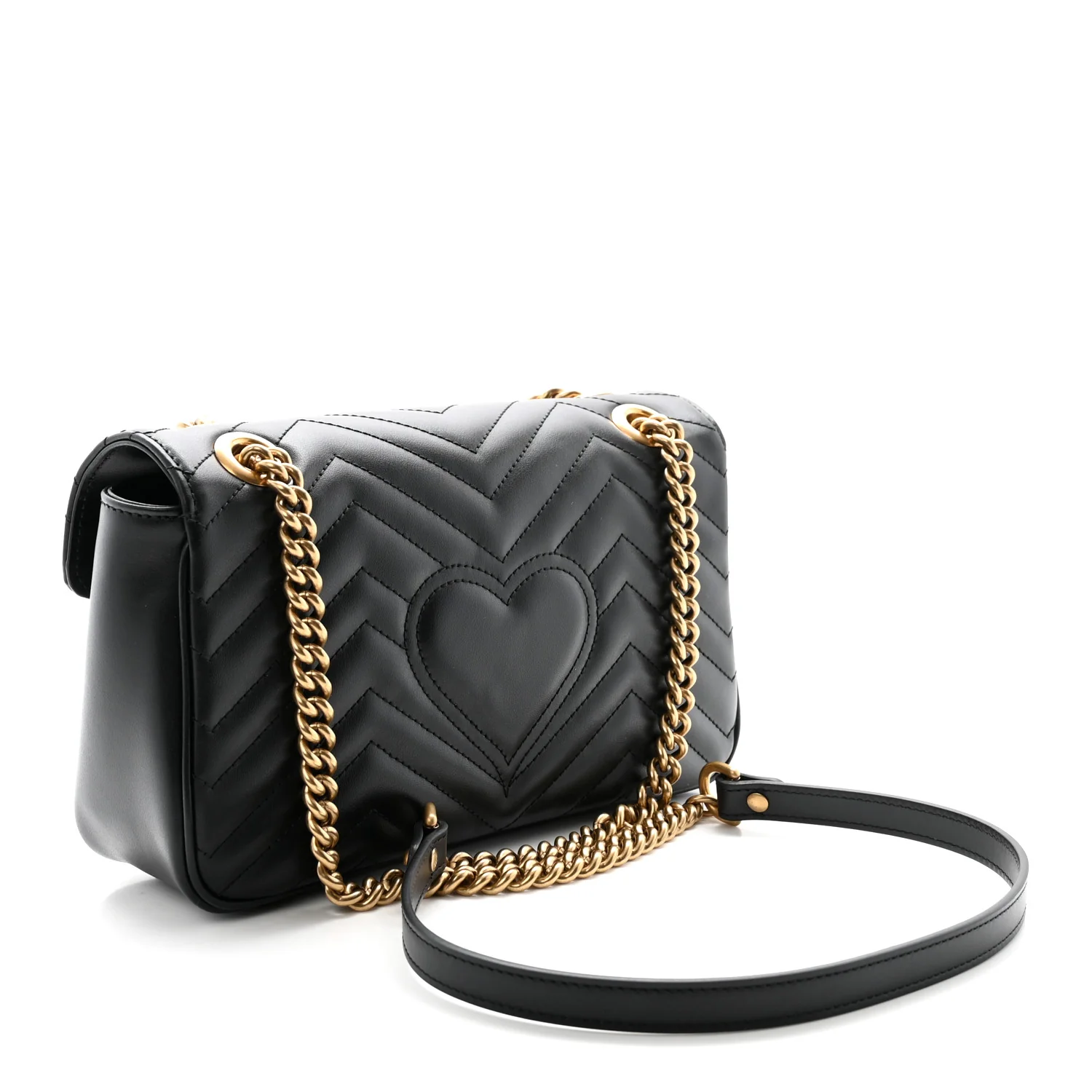 Calfskin Matelasse Small GG Marmont Shoulder Bag Black - Top Club