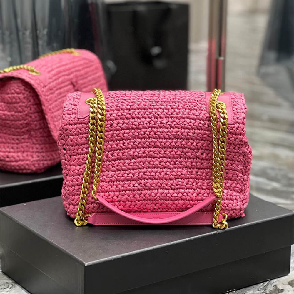 SAINT LAURENT NIKI CHAIN MEDIUM IN RAFFIA(HIGH-END GRADE) - Top Club
