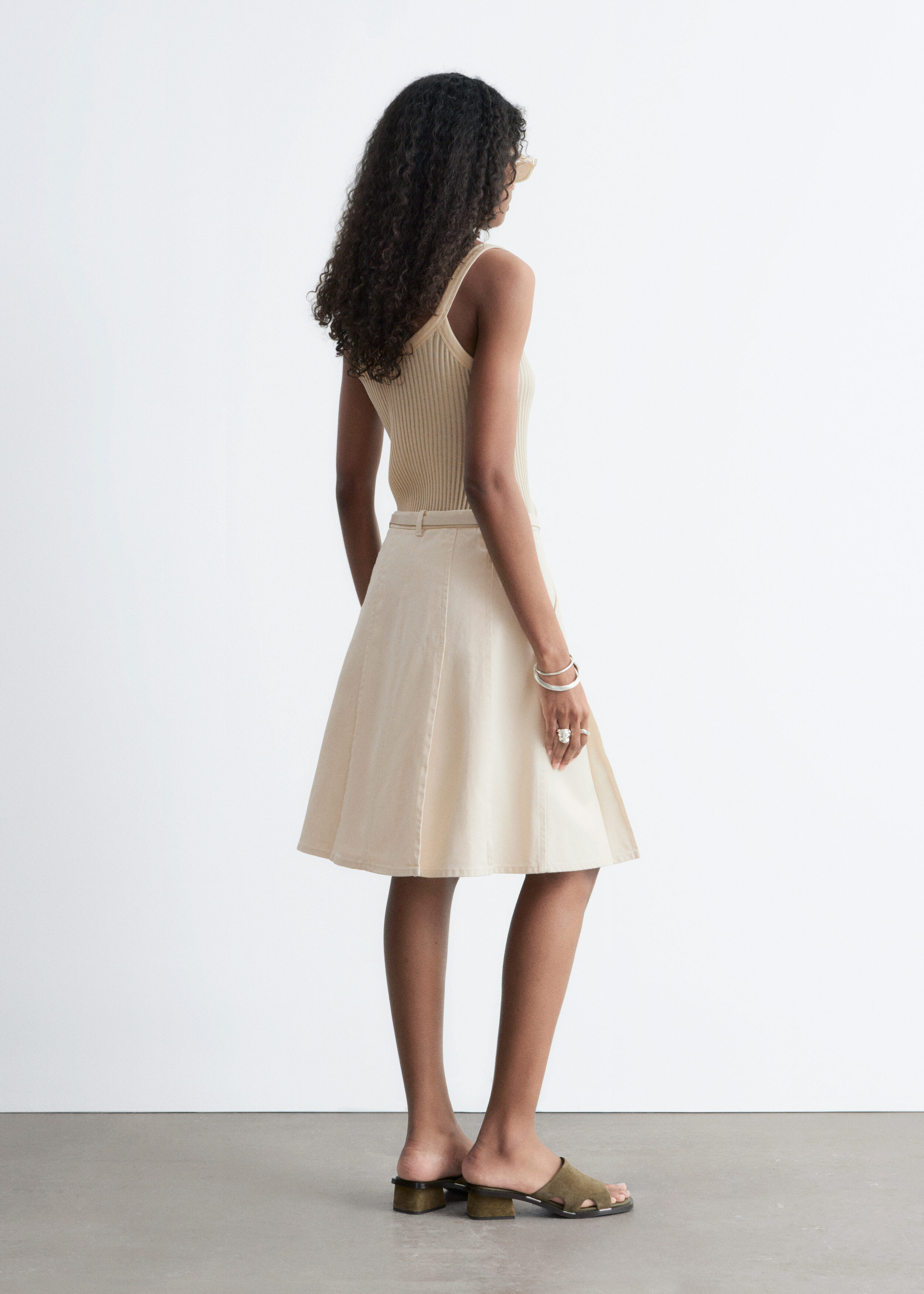 & Other Stories PLEATED COTTON MIDI SKIRT