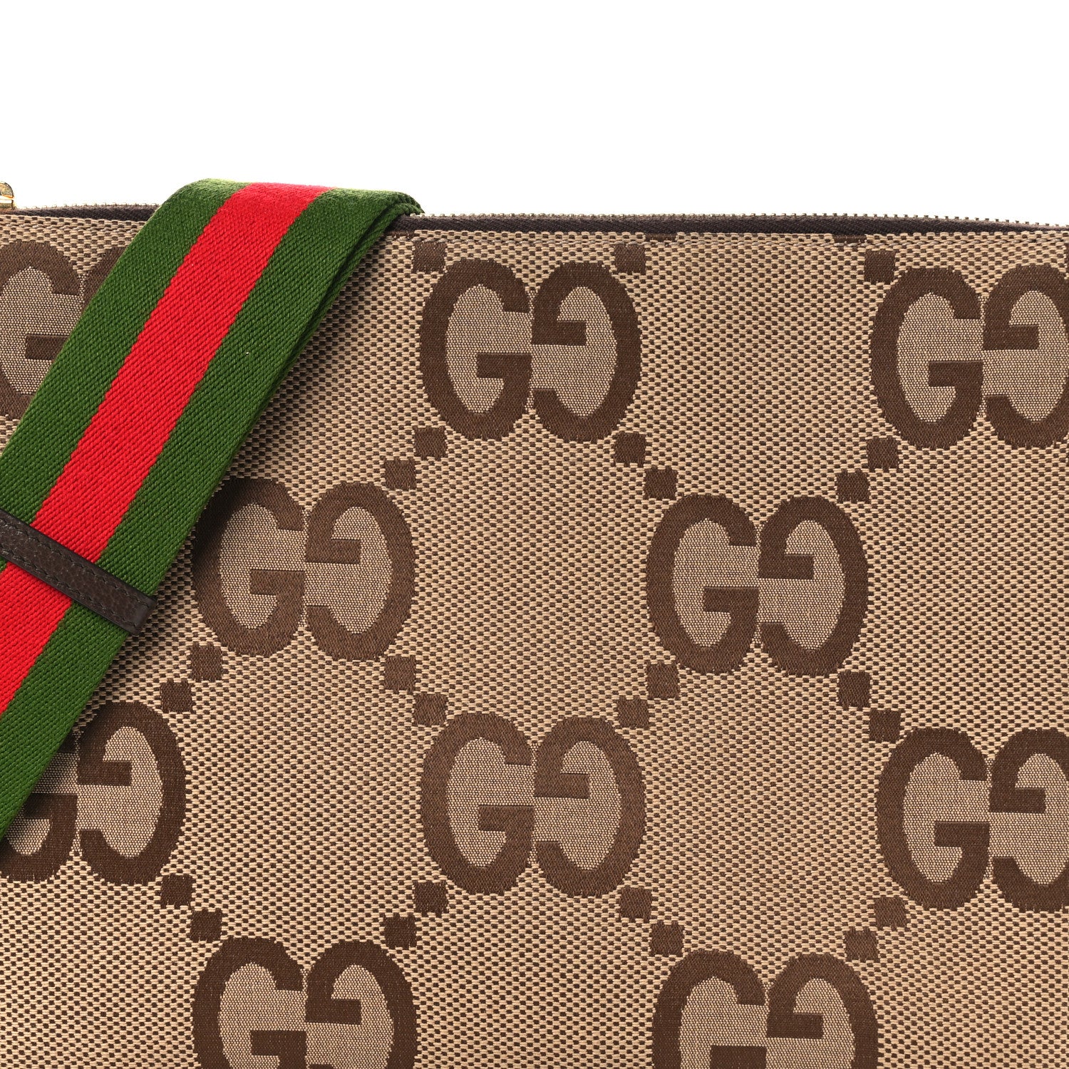 Monogram Jumbo GG Textured Dollar Calfskin Web Wristlet Messenger Bag Camel Ebony New Acero - Top Club
