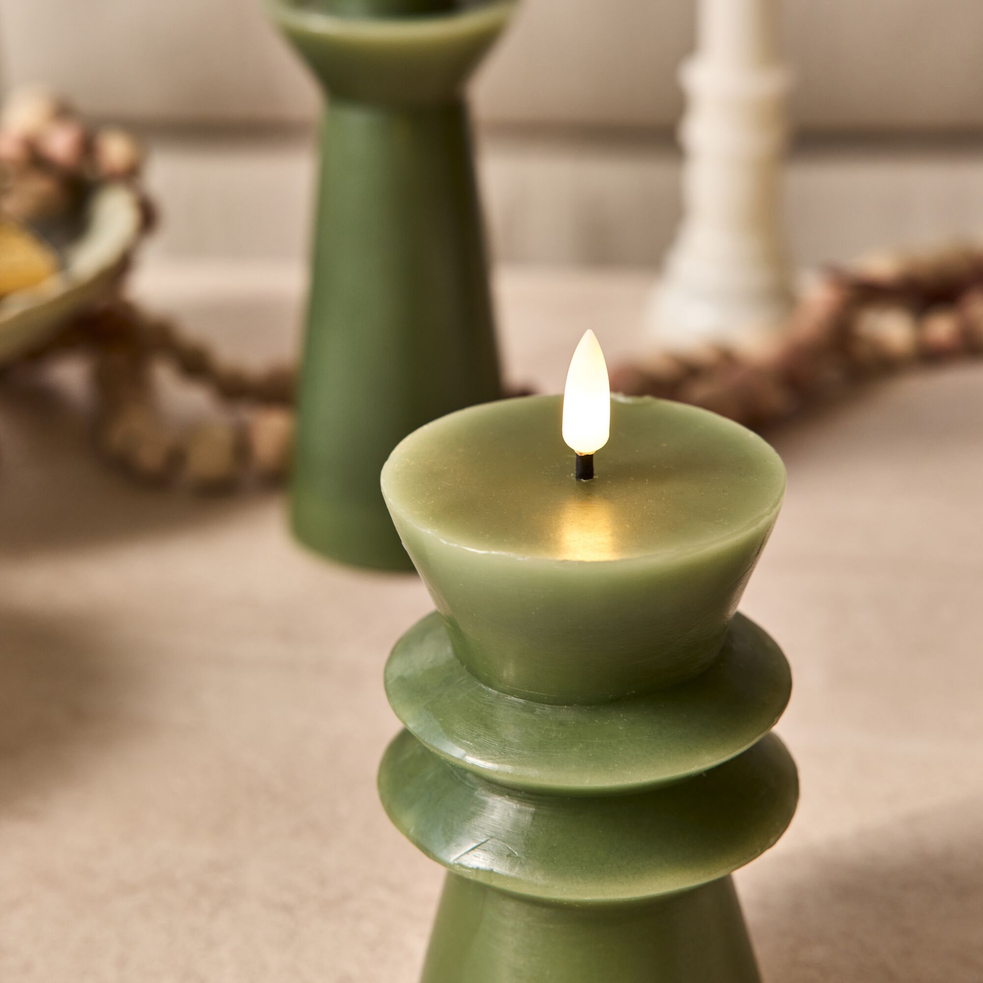 NAYA - Bougie à LED D7,7xH14,6cm - vert