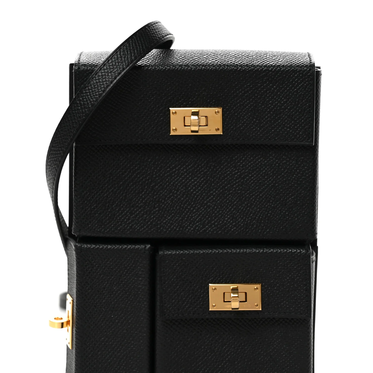 Epsom Kelly Multi Pocket Pochette To Go Black - Top Club