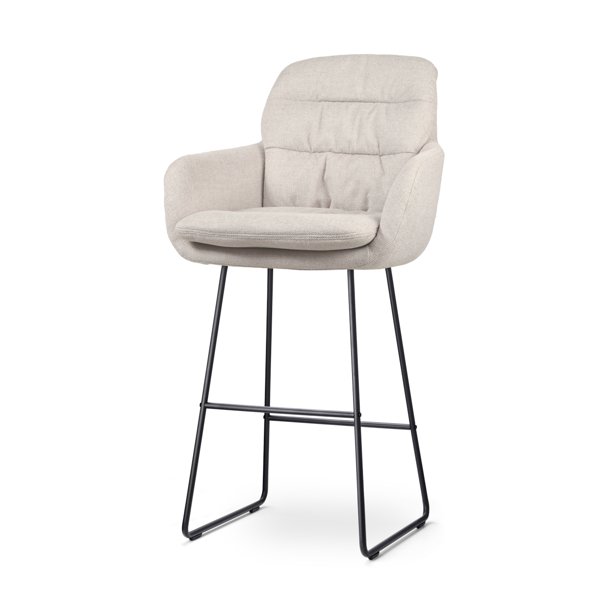 Barkruk Nino-Mia beige - zwart onderstel - 75 cm