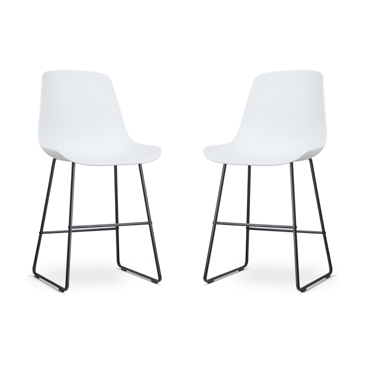 Barkruk Nino-Pip wit - zwart onderstel - set van 2 - 65 cm