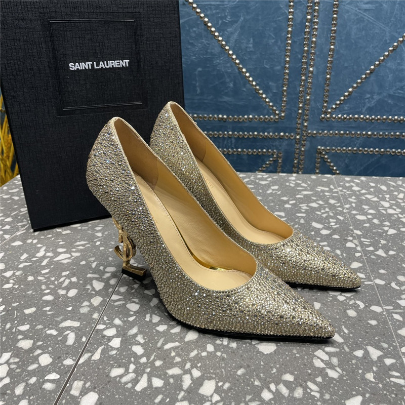 YSL rhinestone high heel classic logo letter high heel sandals - Sneaker Replica Workshop