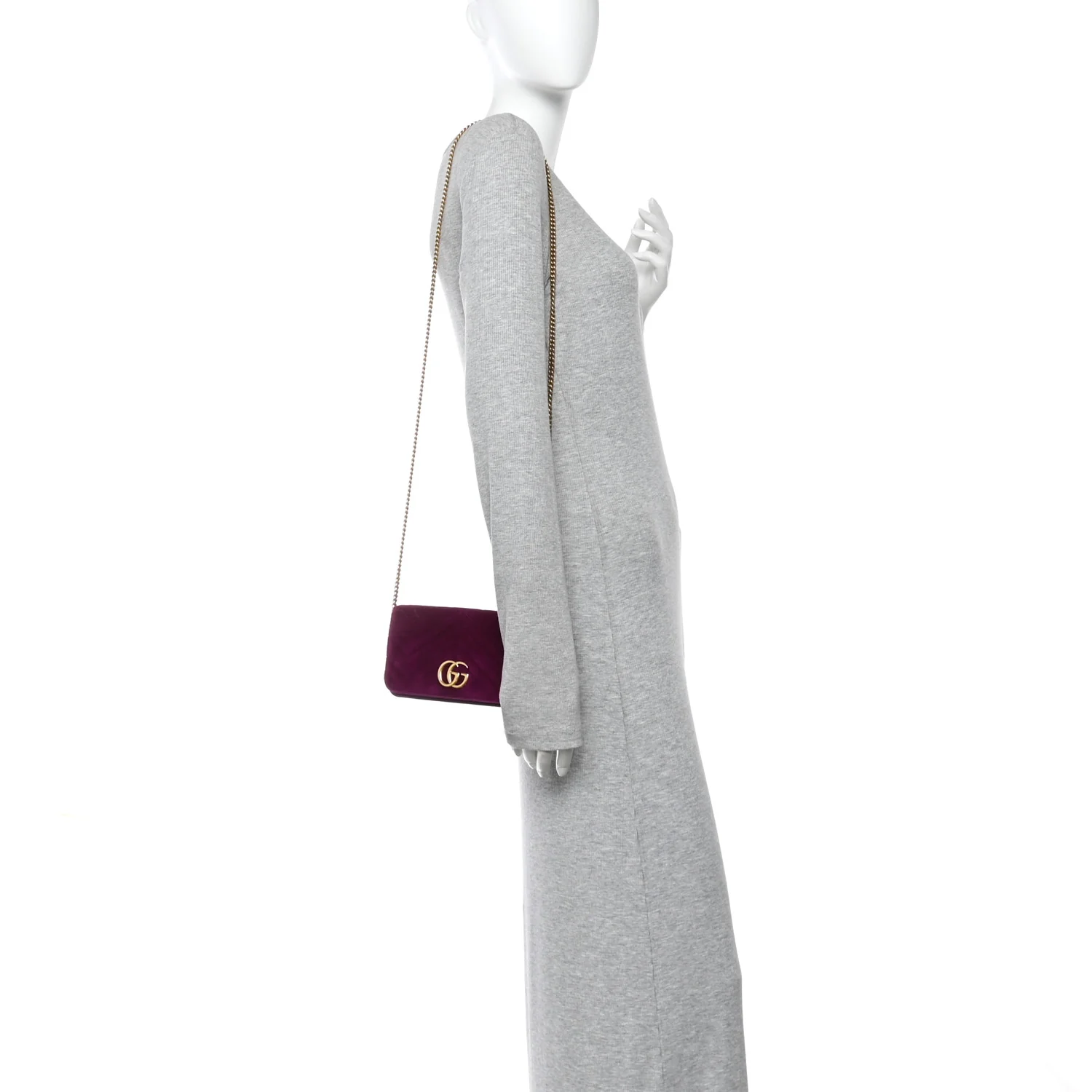 Velvet Matelasse GG Marmont Mini Bag Fuchsia Violet Cyclamen