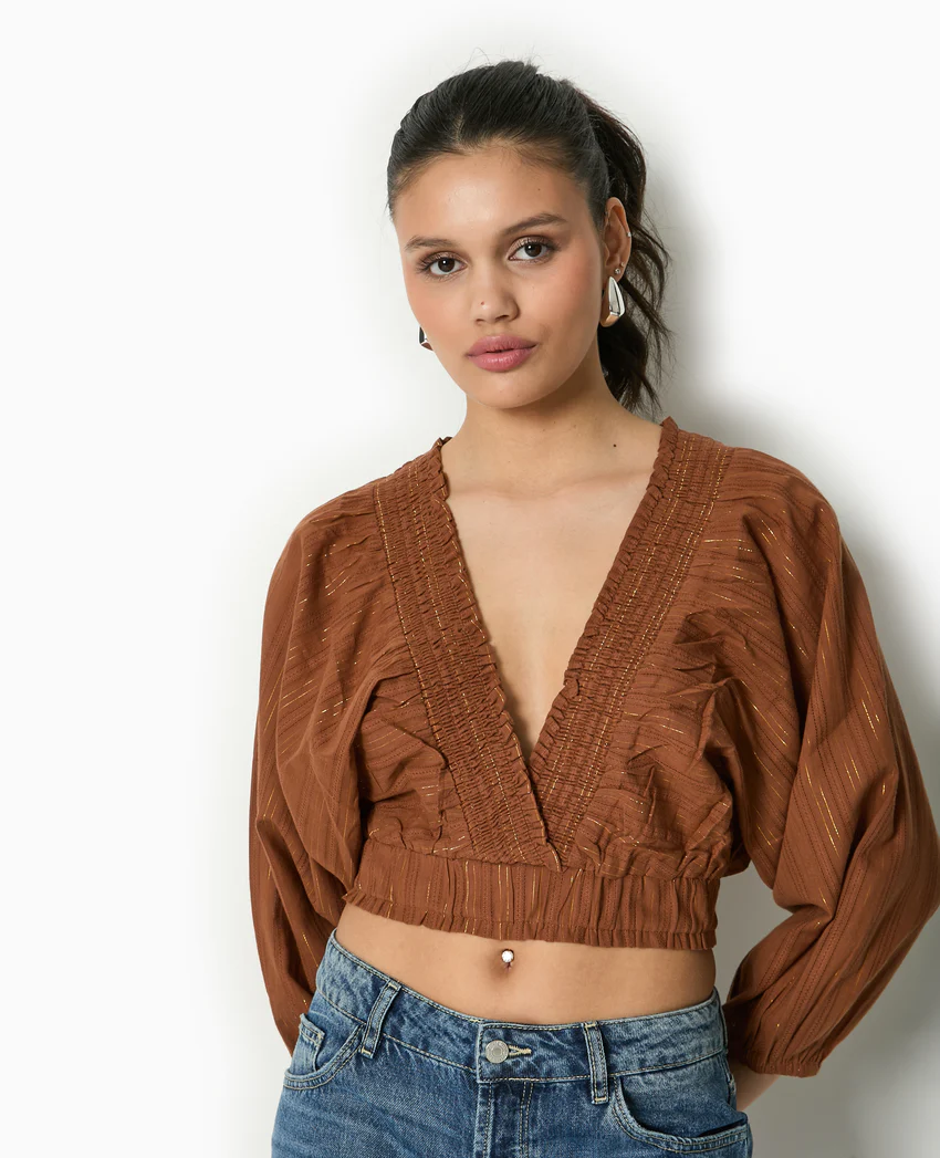 Pimkie Blouse décolletée avec manches chauve-souris