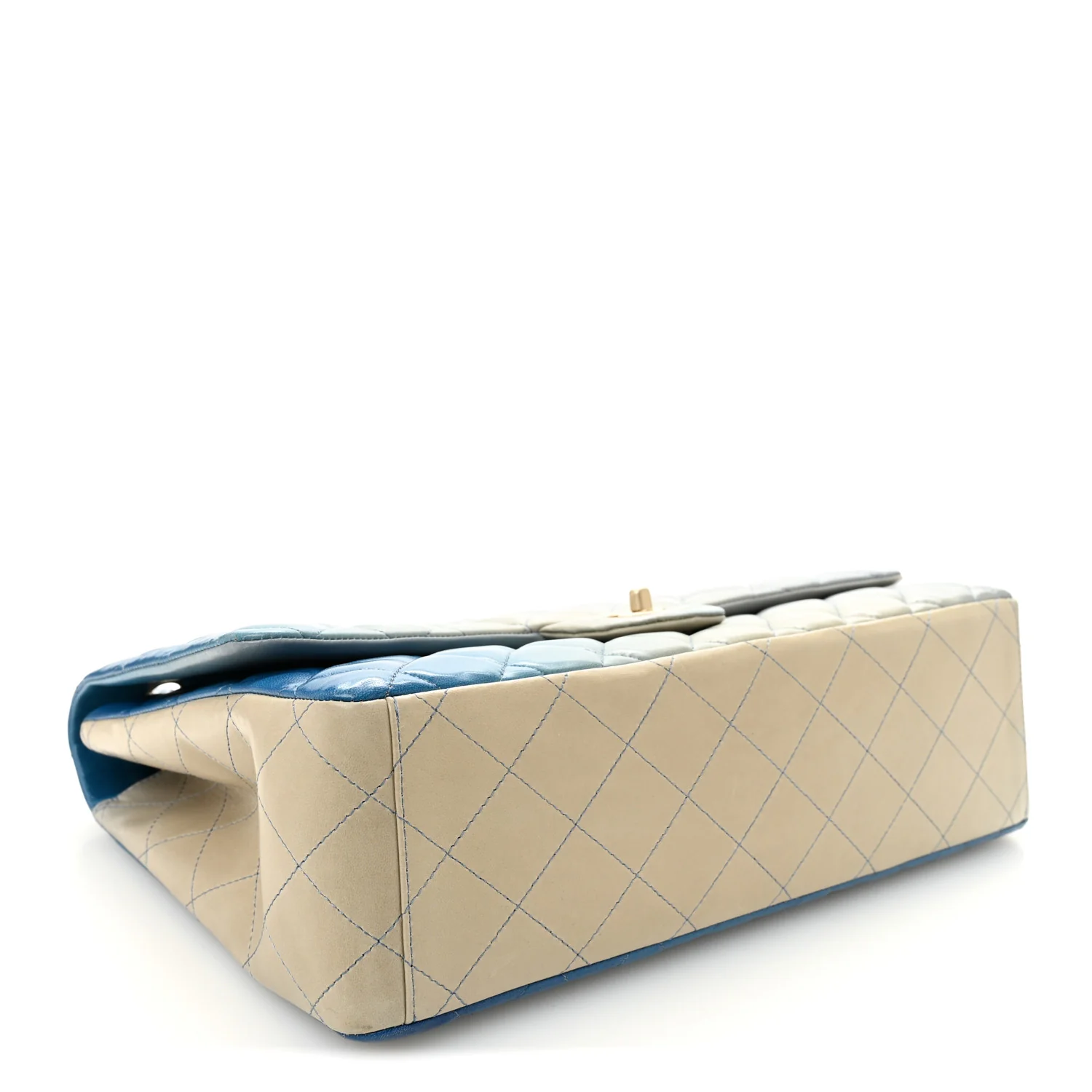 Lambskin Degrade Quilted Maxi Single Flap Light Blue - Top Club