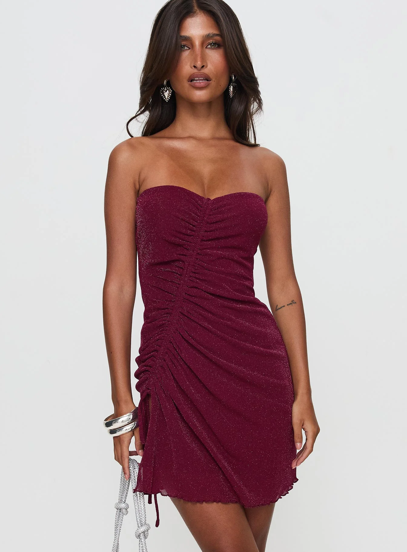 Me Again Strapless Mini Dress Burgundy