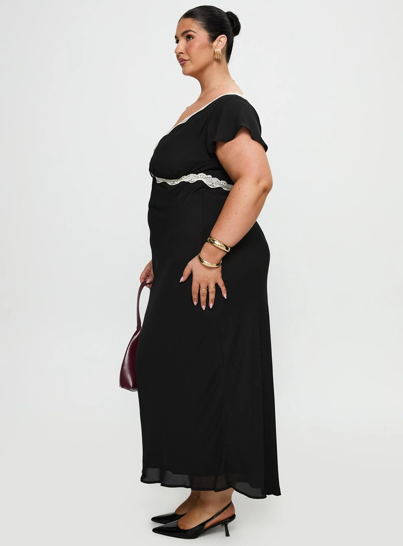 Barbarita Lace Maxi Dress Black Curve
