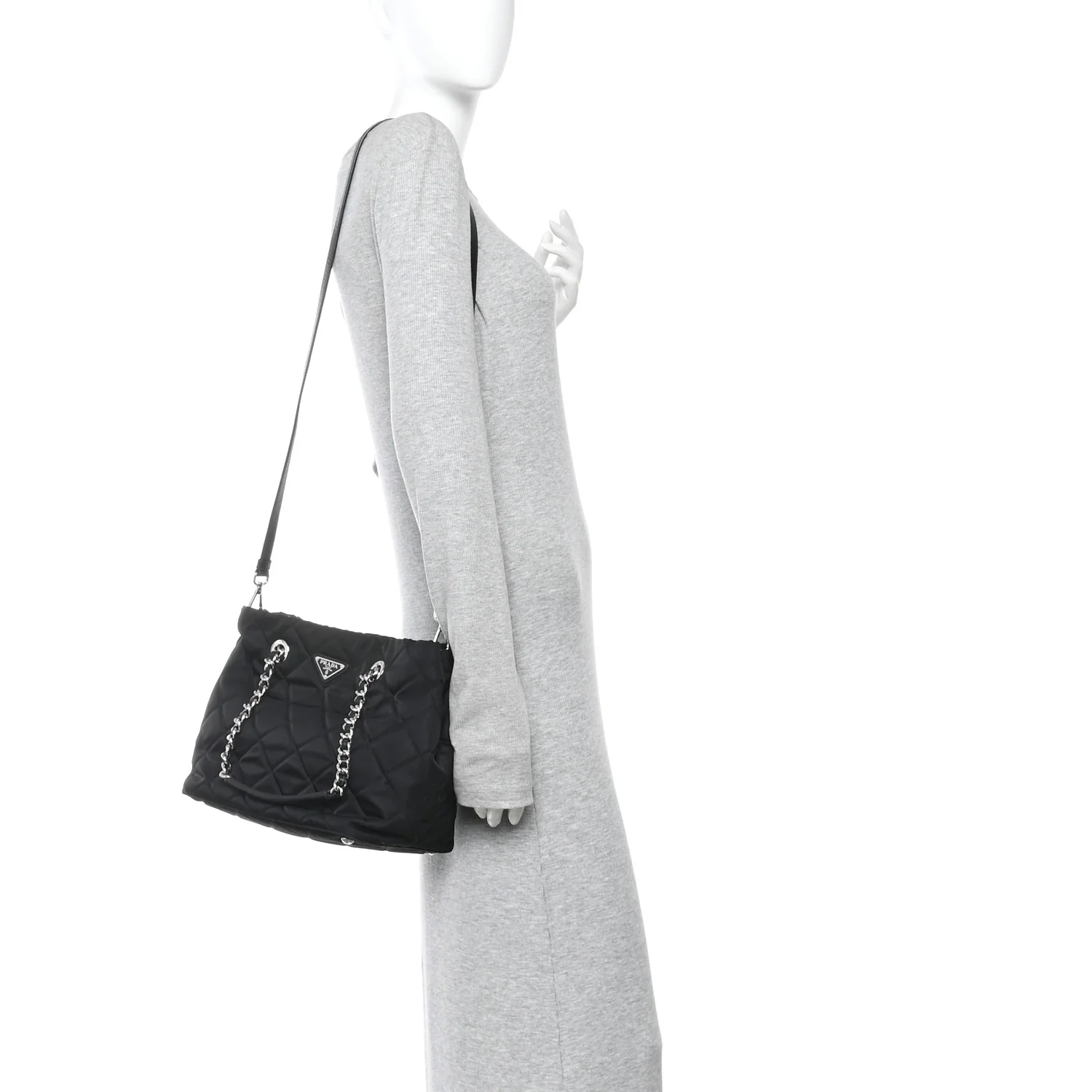 Nylon Tessuto Impuntu Quilted Tote Black