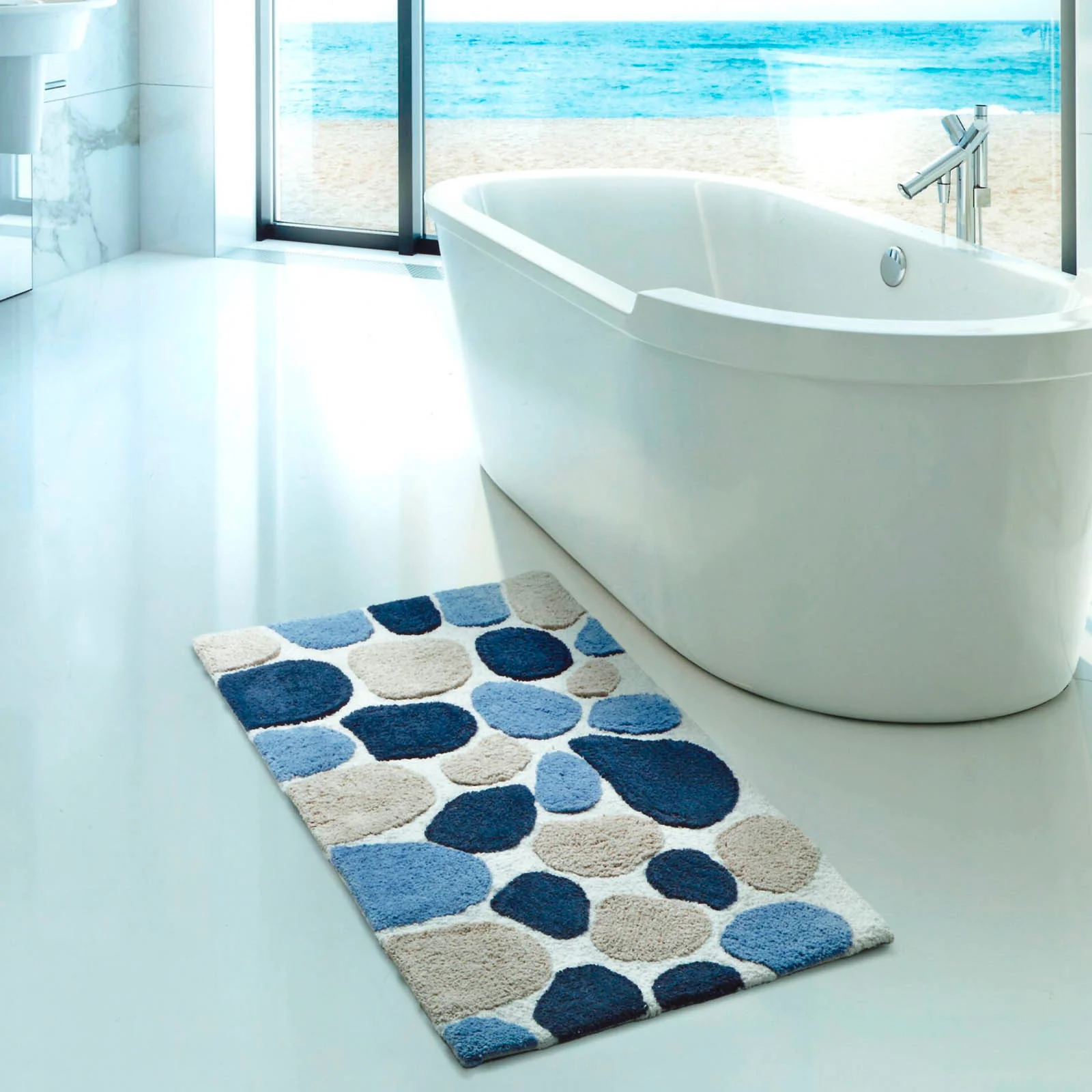 Tappeto Arredo In Spugna Brighton 70X110 Blu Carrara