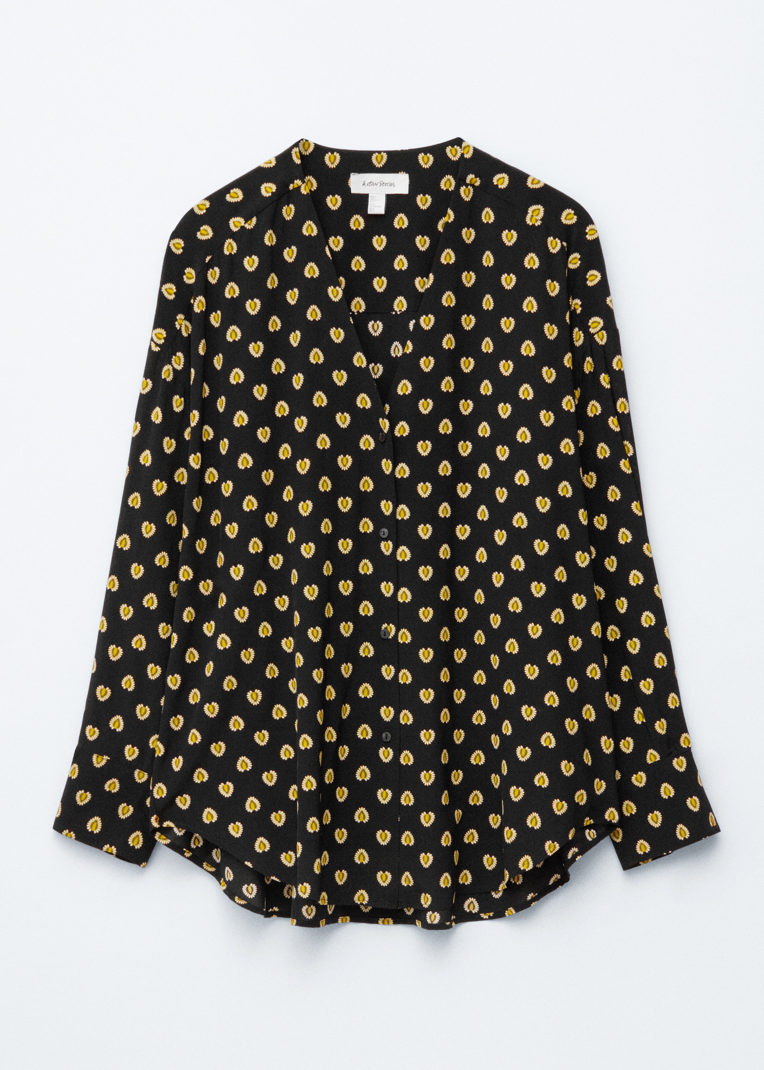 & Other Stories OVERSIZED PRINTED V-NECK BLOUSE