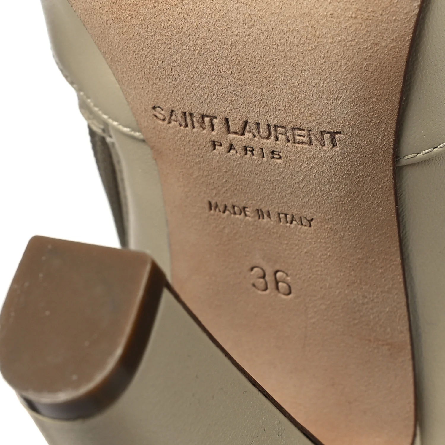 Calfskin Knee High Skinny Boots 36 Eggshell - Top Club