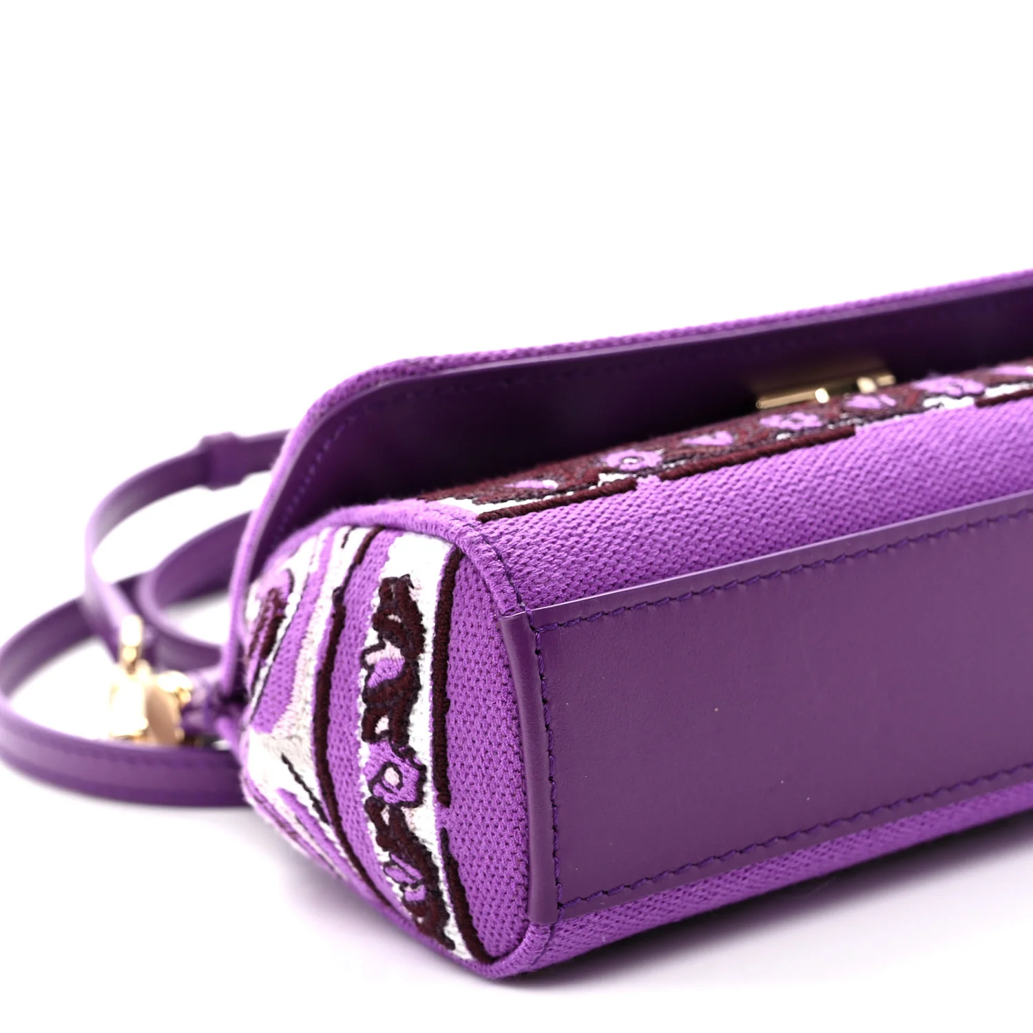 Canvas Embroidery Majolica Small Sicily Handbag Purple - Top Club