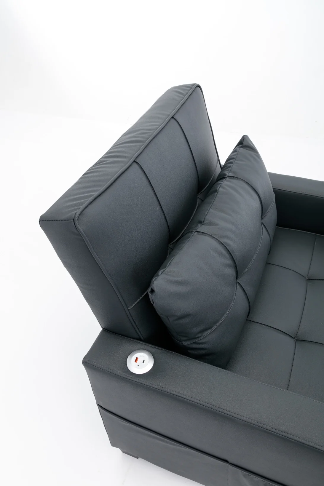 Convertible Futon Sofa Bed, 3 - in - 1 Multi - Functional Sleeper Chair Bed with USB Ports, Adjustable Backrest Recliner, for Living Room Bedroom Small Space, Tech Cloth, Dark Grey