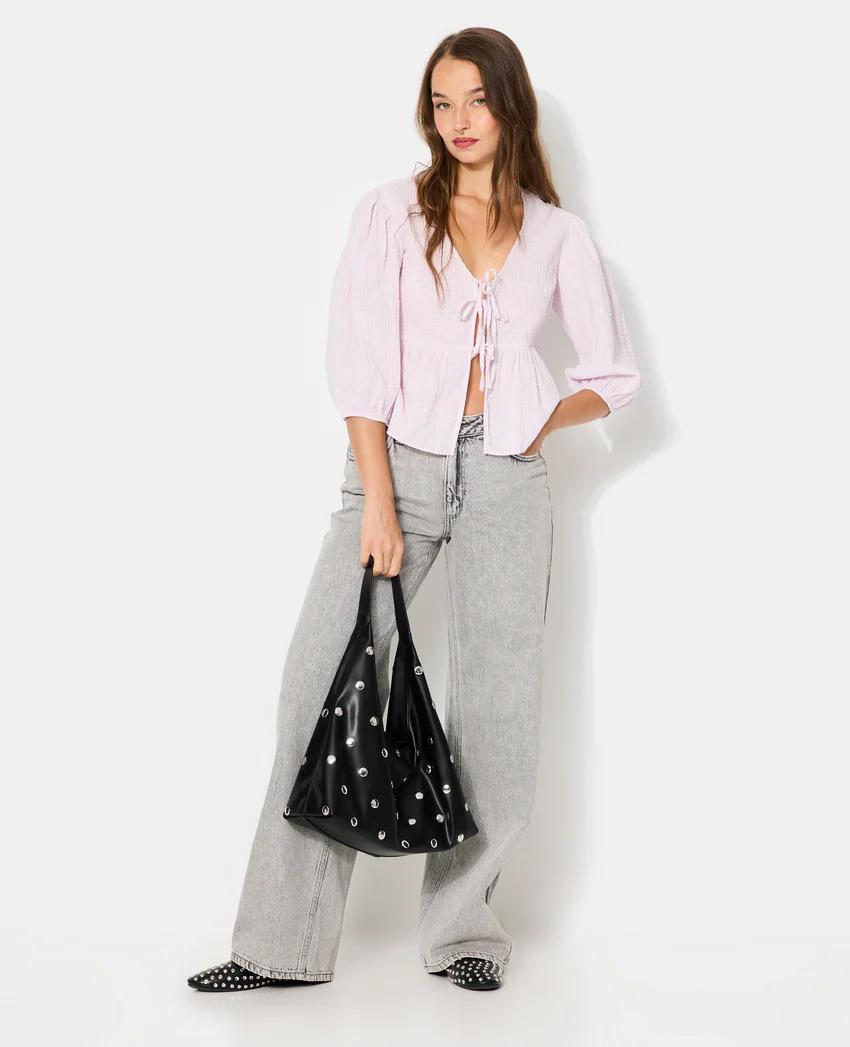 Pimkie Blouse rayée avec nouettes et manches ballons