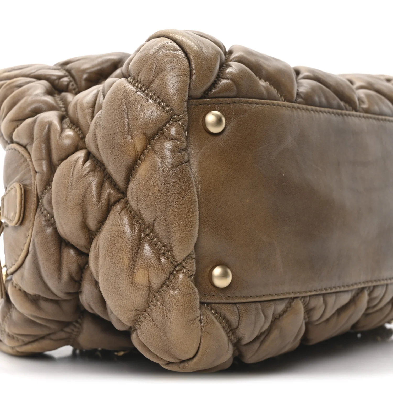 Calfskin Bubble Quilt Bowler Brown - Top Club