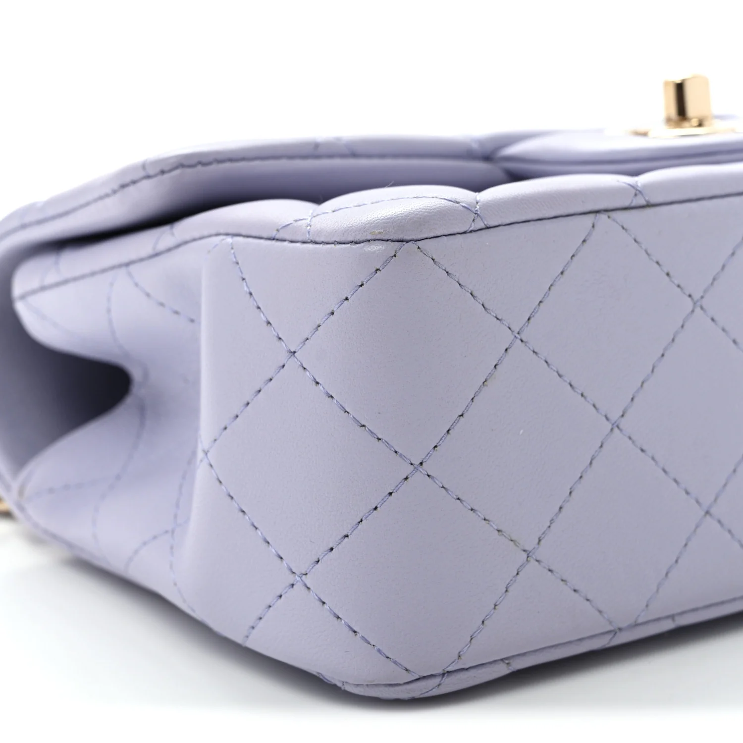 Lambskin Quilted Mini Top Handle Rectangular Flap Light Purple - Top Club
