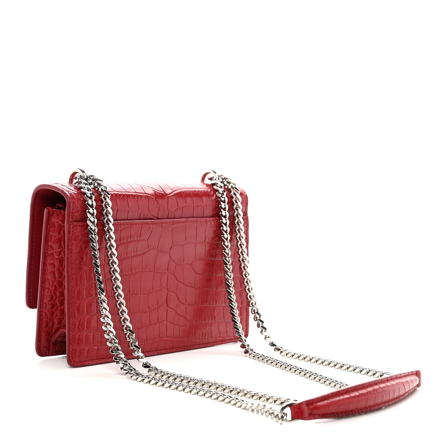 Calfskin Crocodile Embossed Monogram Sunset Chain Wallet Rouge Eros - Top Club