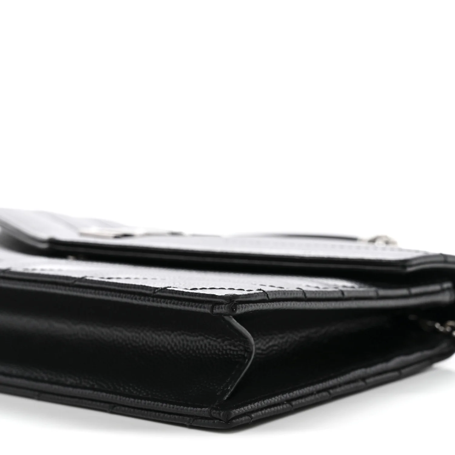 Grain De Poudre Matelasse Chevron Monogram Envelope Chain Wallet Black - Top Club