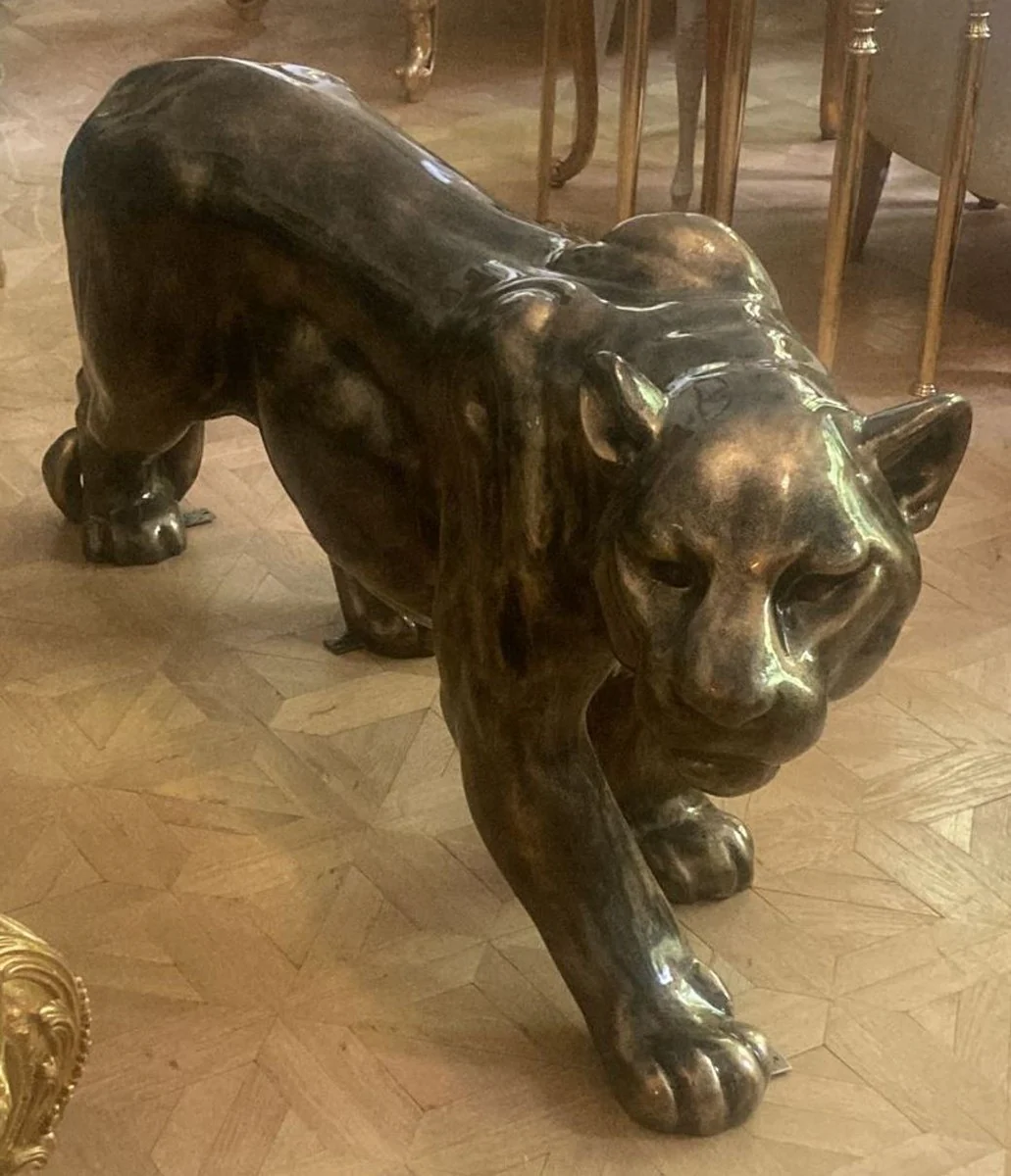 XXL decorative sculpture panther antique gold 160 cm - large decorative figure
