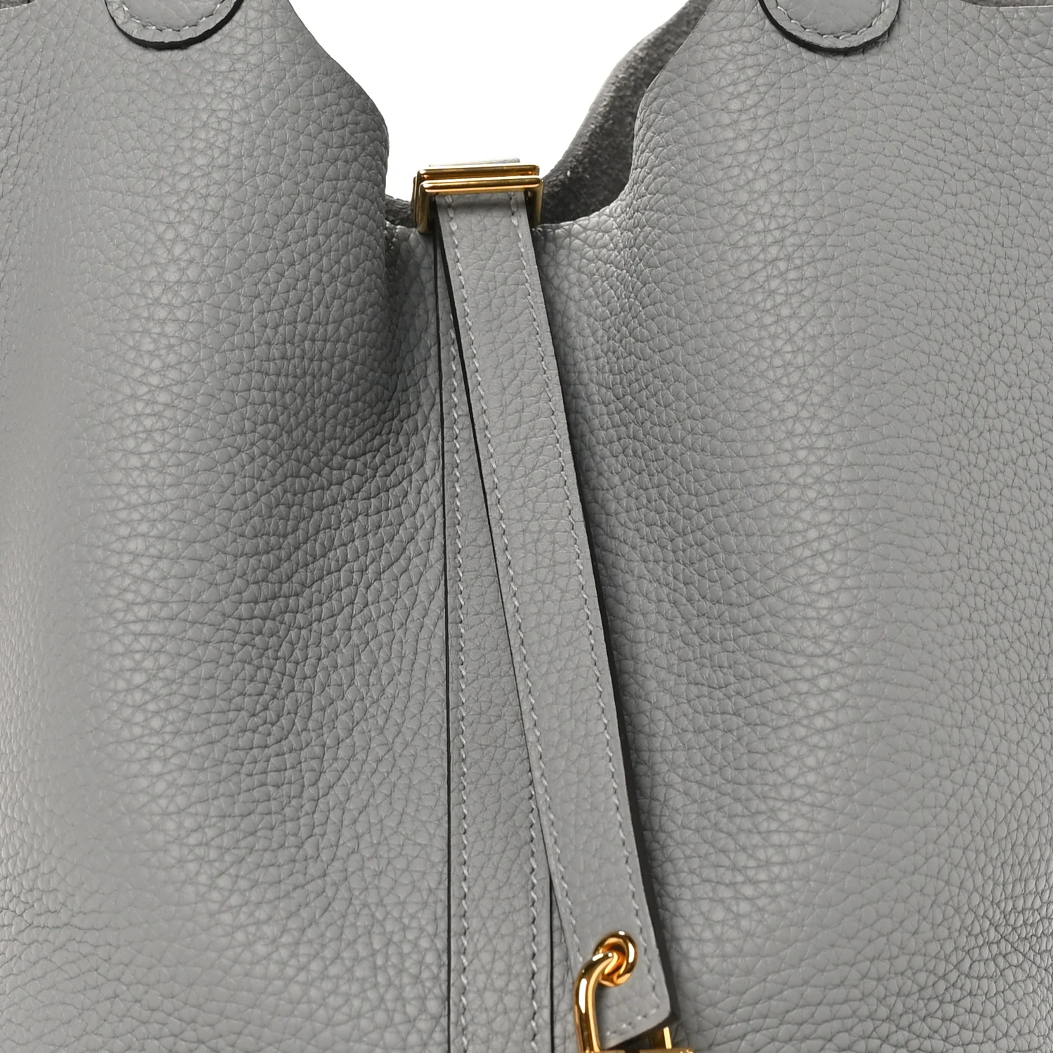 Taurillon Clemence Picotin Lock 22 MM Gris Pantin - Top Club