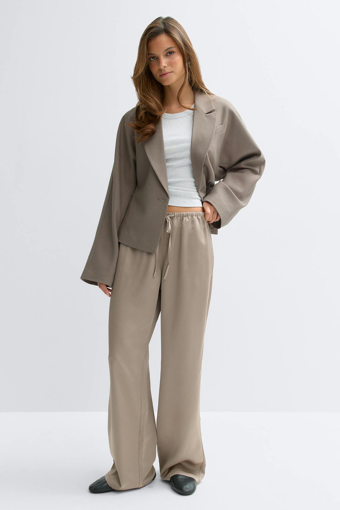 Gina Tricot drawstring satin trousers