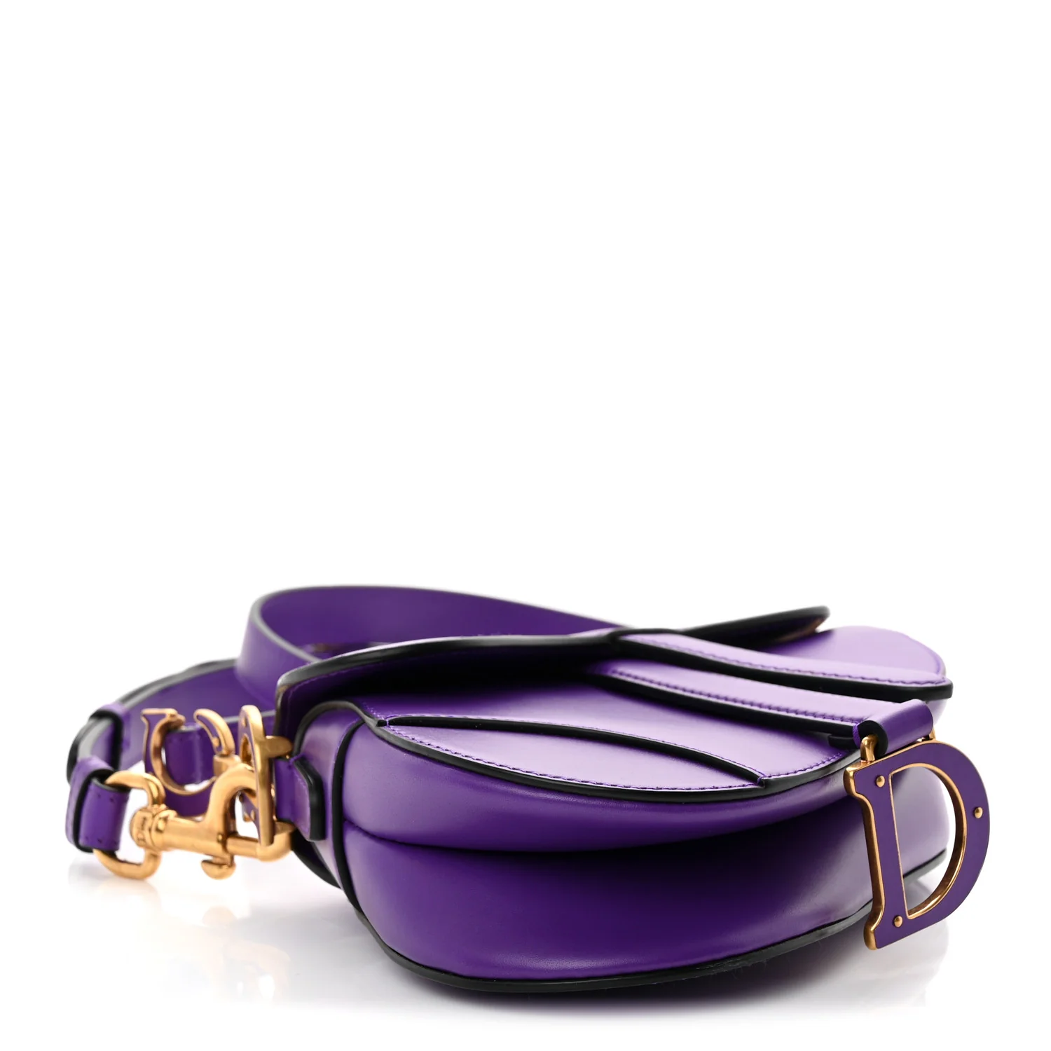 Supple Calfskin Mini Saddle Bag Purple - Top Club
