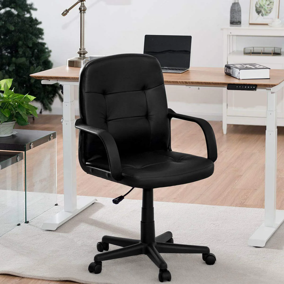 BEFOUNDLOVELY Executive Chair Mid Back Office W/Arms and Swivel Wheels