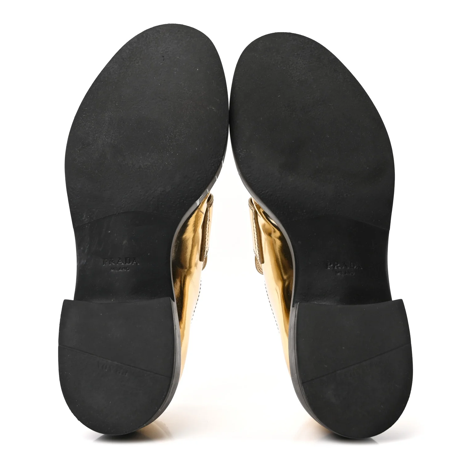 Metallic Brushed Calfskin Metal Triangle Logo 50mm Loafers 39.5 Platino - Top Club