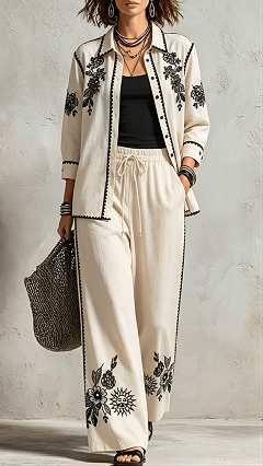 Women's Cotton-Blend Printed Co-Ord Set - Nordfashionstorm - Women's Clothing, Fashion for You - Nordfashionstorm.com